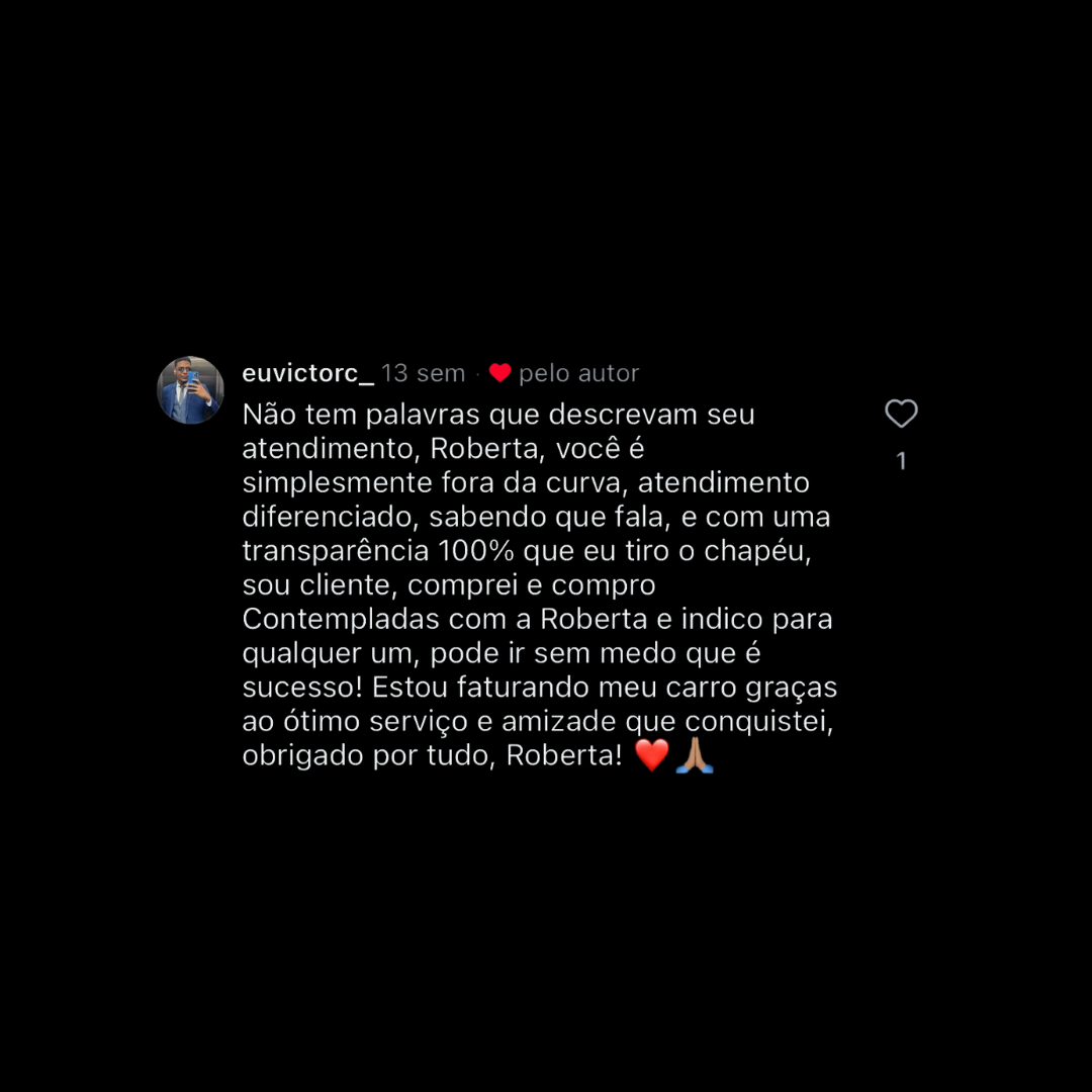 Depoimento de cliente em captura de tela