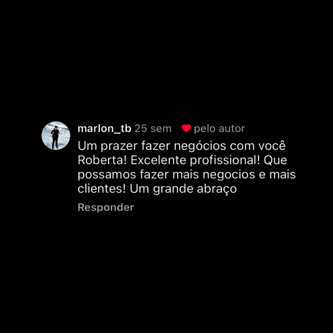 Depoimento de cliente em captura de tela