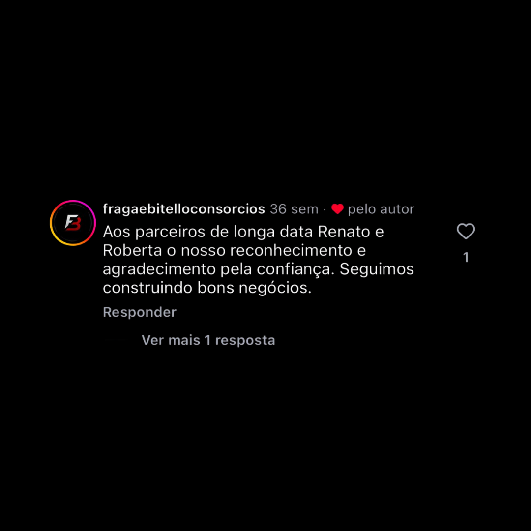 Depoimento de cliente em captura de tela