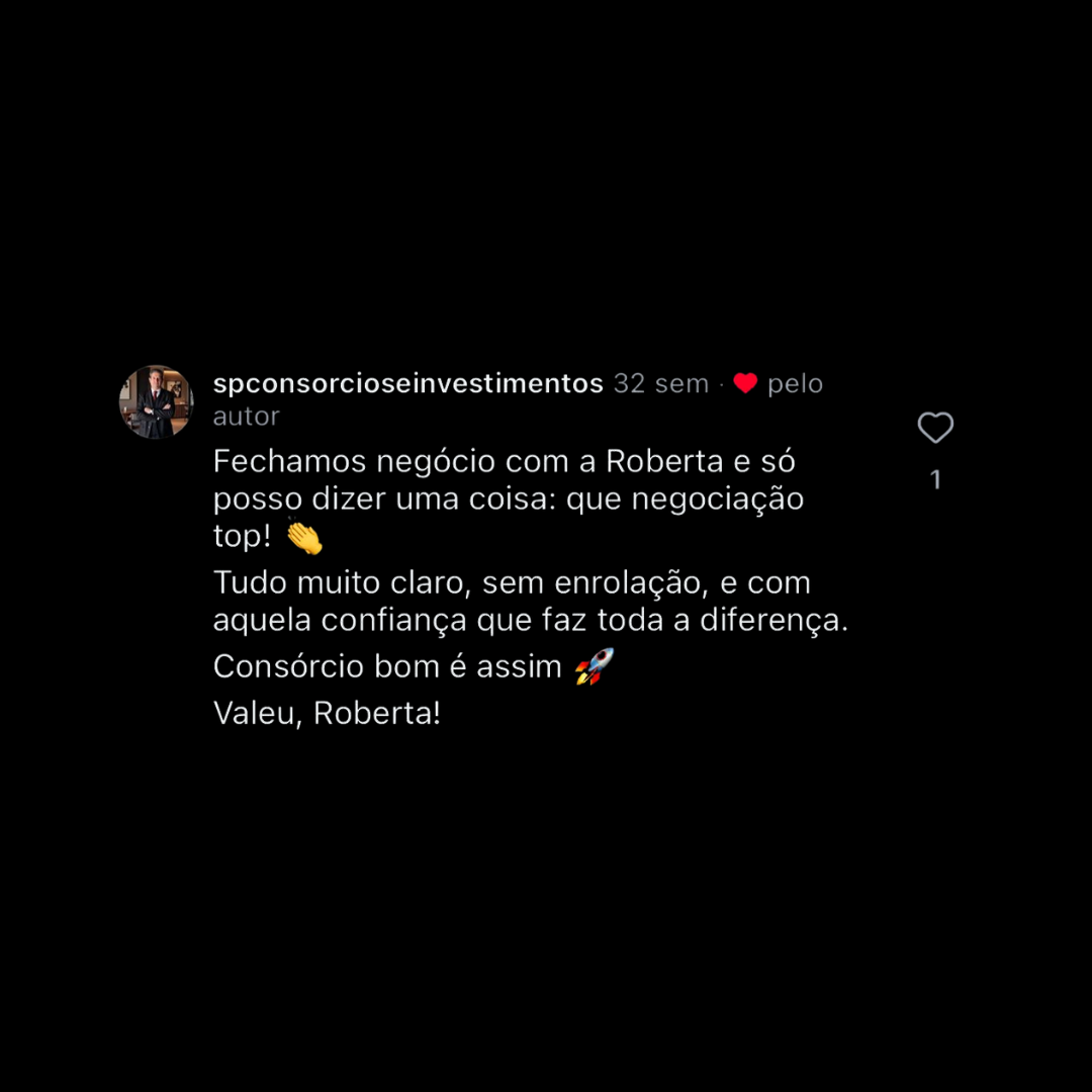 Depoimento de cliente em captura de tela