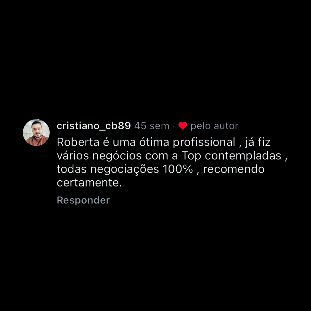 Depoimento de cliente em captura de tela